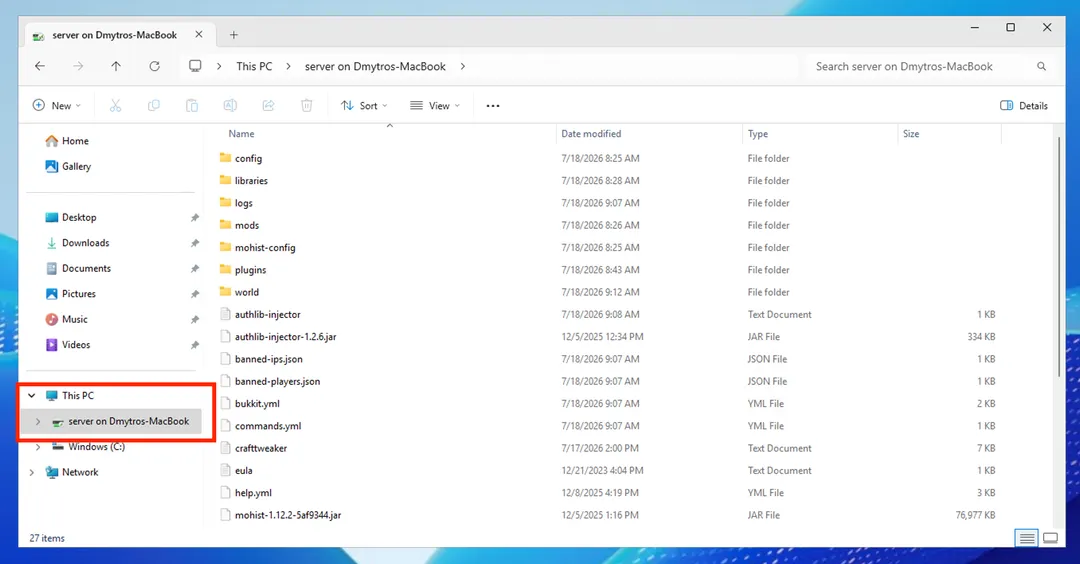 Redirected local drives visible in File Explorer on the server